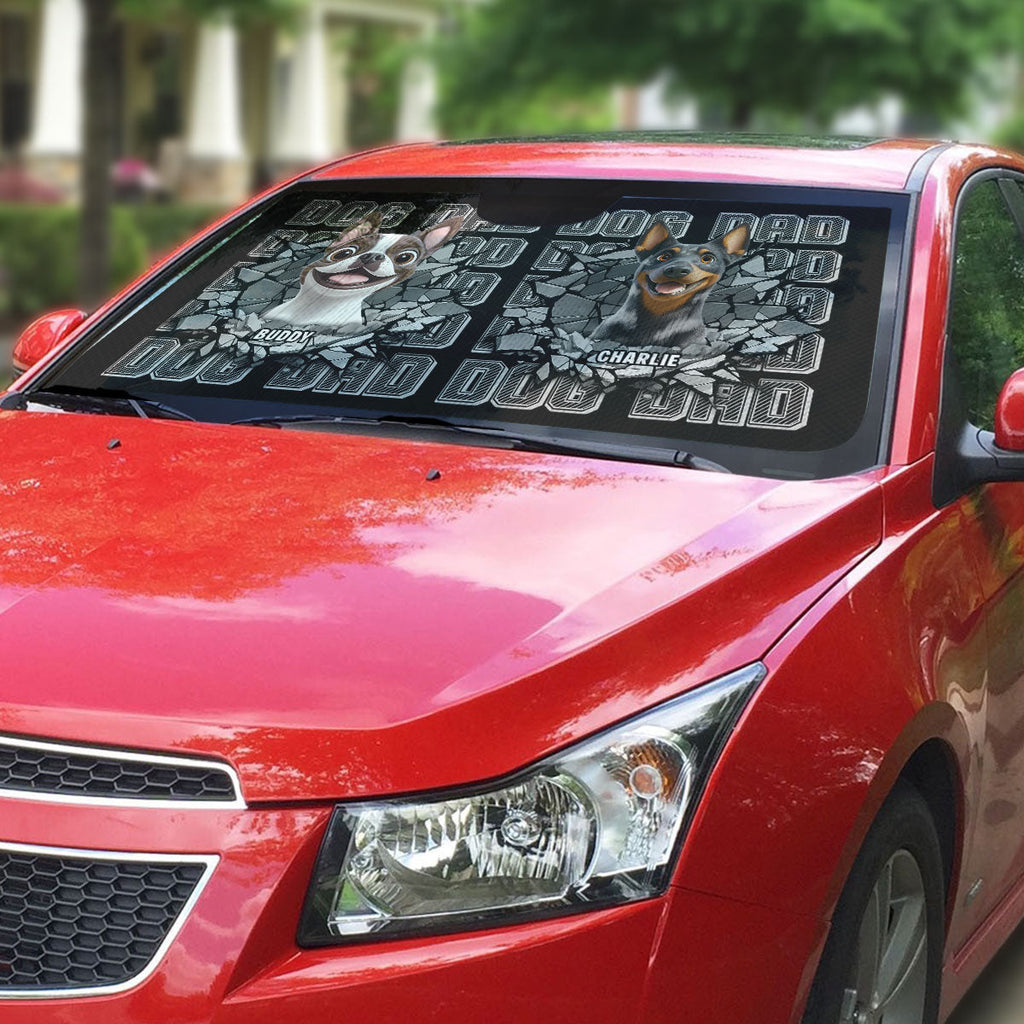 Custom Christmas Birthday Gifts Car Accessories for Dog Parents • Cool Dad Cool Dog - Personalized Car Sunshade