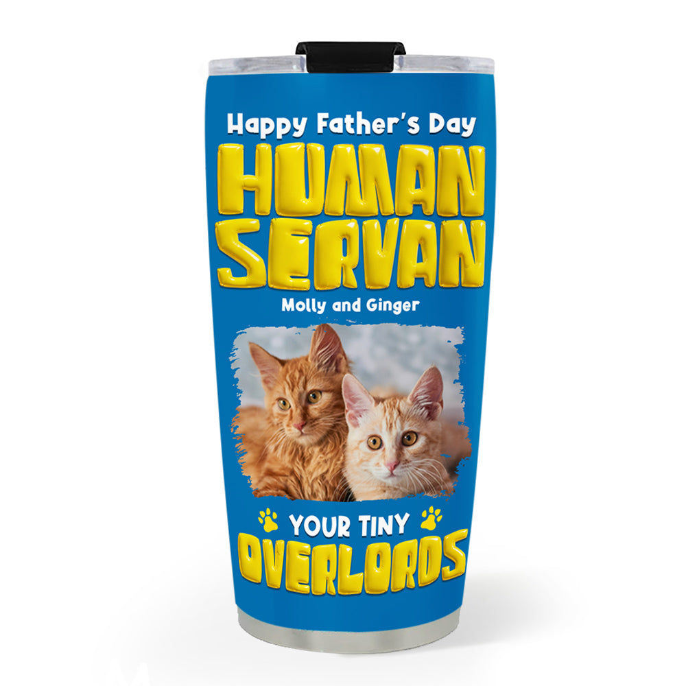 Custom Photo Father's day Birthday Gifts For Cat Dad, Cat Lovers • Cat Overlord Rules Photo - Personalized Tumbler