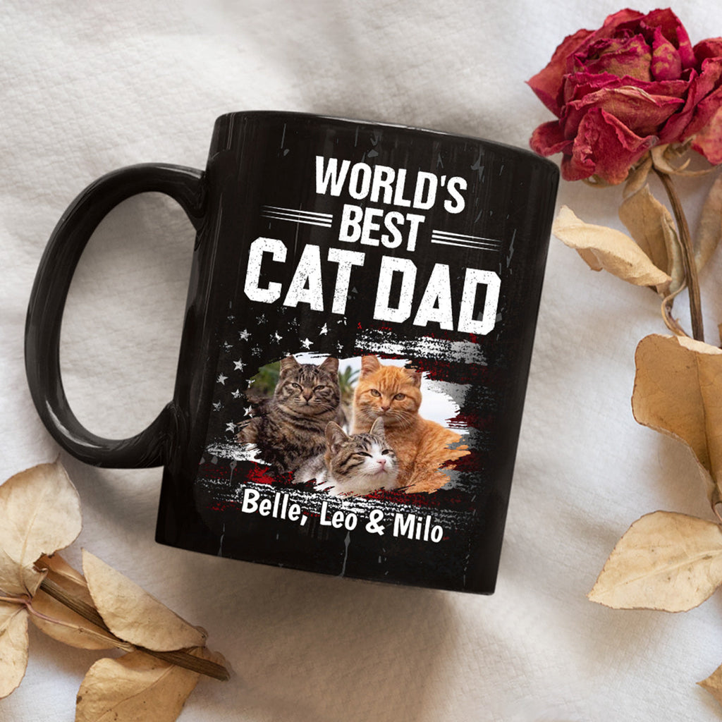 Custom Photo Mother's Father's day Birthday Gifts For Cat Lovers • World Best Cat Dad Photo - Personalized Coffee Mug
