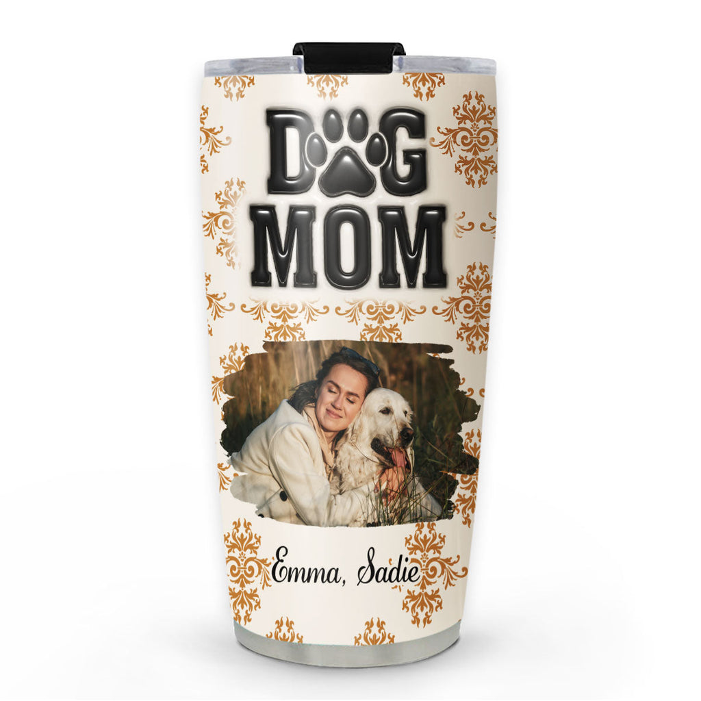 Custom Photo Christmas Birthday Gifts For Dog Mom, Dog Lovers • Pumskin Dog Mom Photo - Personalized 3D Inflated Effect Tumbler