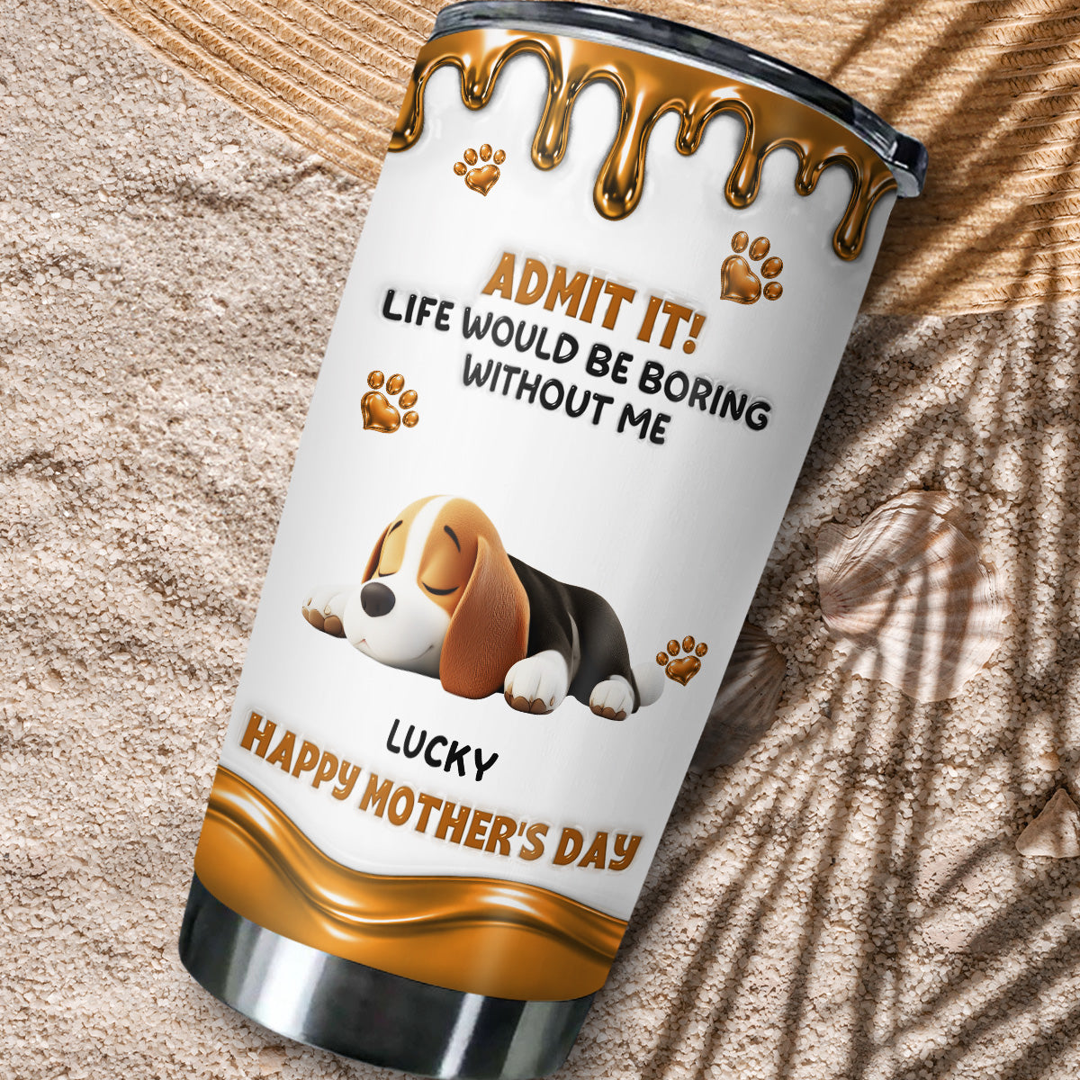 Custom Mother's day Birthday Gifts For Dog Mom, Dog Lovers • Admit Wonderful Time With Me - Personalized 3D Effect Tumbler