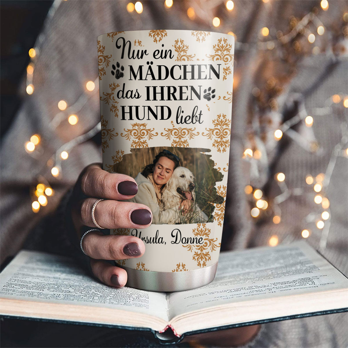 Custom Photo Christmas Birthday Gifts For Dog Mom, Dog Lovers • Kürbishund Herbst Foto – Personalisierter Thermobecher