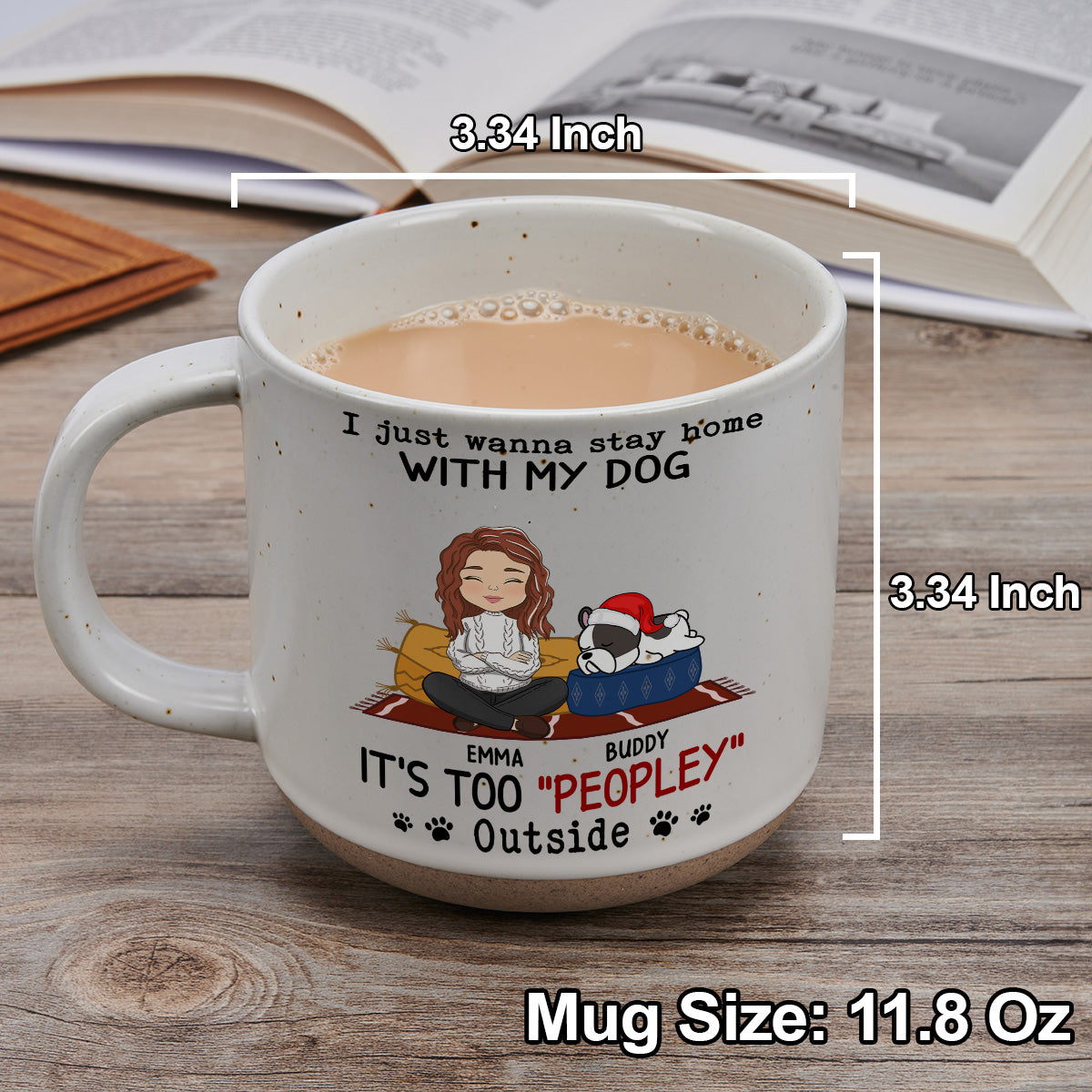 Custom Christmas Birthday Gifts For Dog Lovers • I Just Wanna Stay Home With Dog - Personalized Pottery Mug