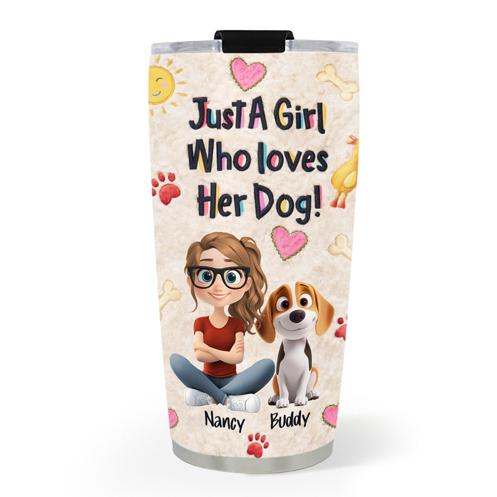 Custom Christmas Birthday Gifts For Dog Mom, Dog Lovers • Just A Girl And Stuffy Dogs - Personalized 3D Effect Tumbler
