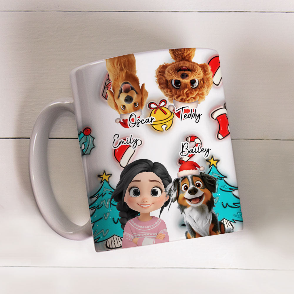 Custom Christmas Birthday Gifts For Dog Mom, Dog Lovers • Santa Is Coming To Us - Personalized 3D Inflated Effect Mug