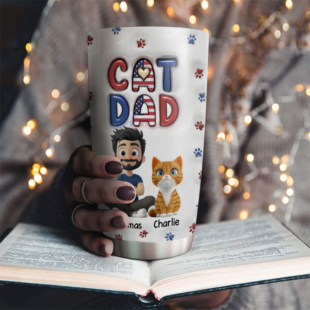 Custom Father's day Birthday Gifts For Cat Dad, Cat Lovers • My Lovely Cat - Personalized 3D Inflated Effect Tumbler