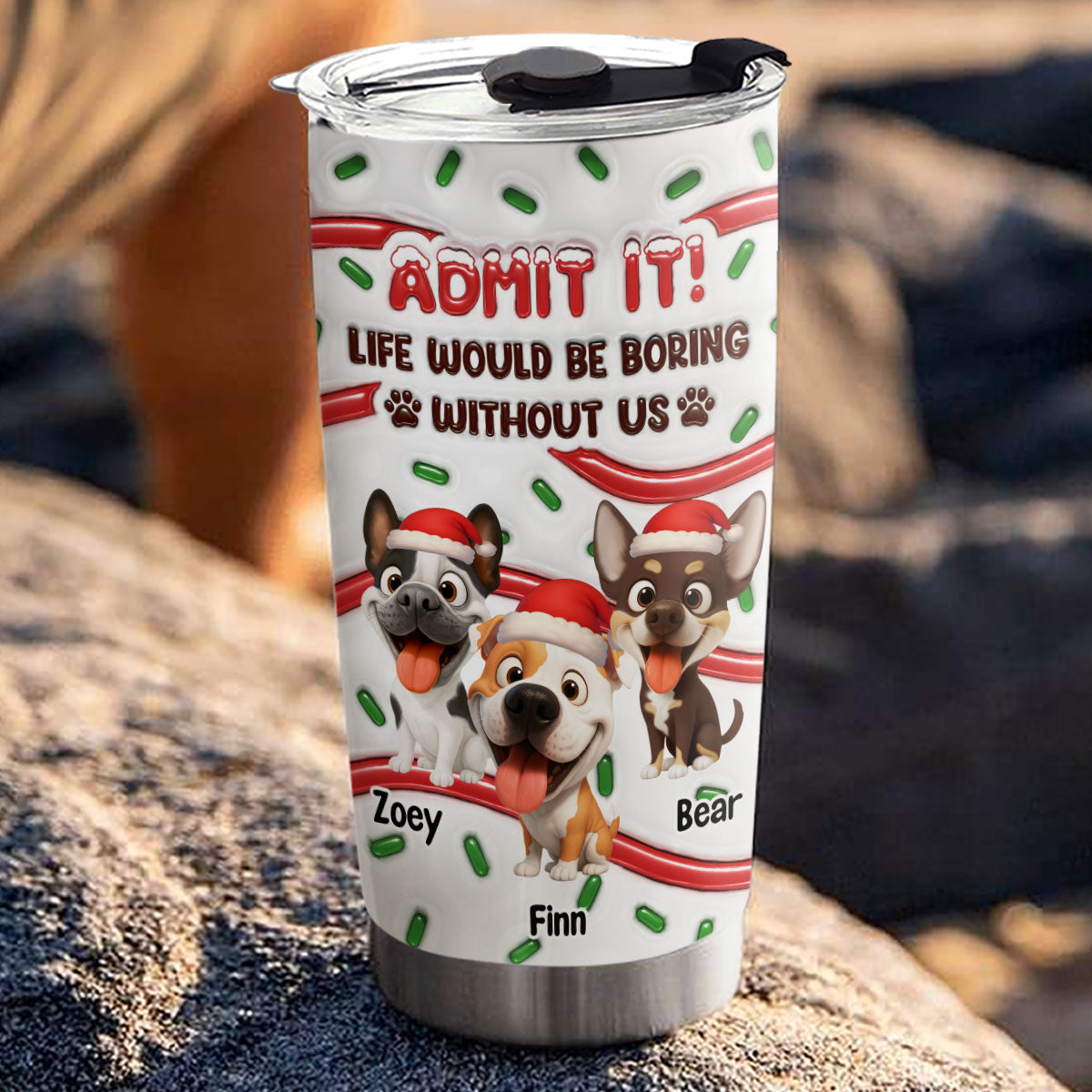 Custom Christmas Birthday Gifts For Dog Lovers • Admit It Cartoon - Personalized 3D Inflated Effect Tumbler