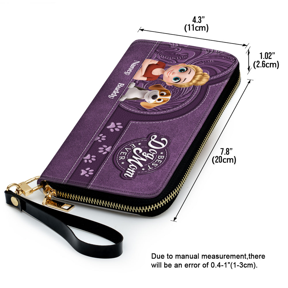 Best Dog Mom Mum In The World - Personalized Leather Wallet