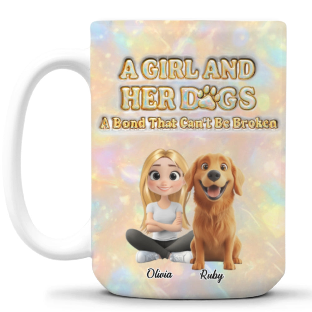 Custom Christmas Birthday Gifts For Dog Mom, Dog Lovers • A Girl And Her Dog Pearl - Personalized 3D Inflated Effect Mug