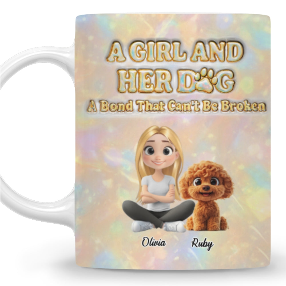 Custom Christmas Birthday Gifts For Dog Mom, Dog Lovers • A Girl And Her Dog Pearl - Personalized 3D Inflated Effect Mug