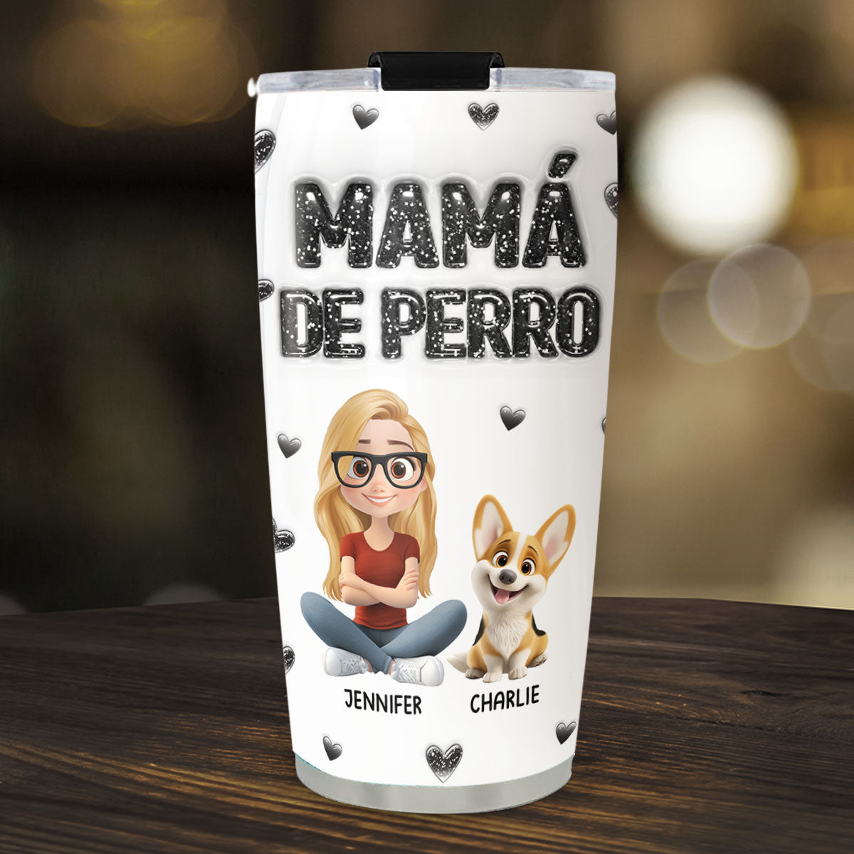 Custom Christmas Birthday Gifts For Dog Mom, Dog Lovers • Te Adoro - Vaso Personalizado con Efecto 3D Inflado