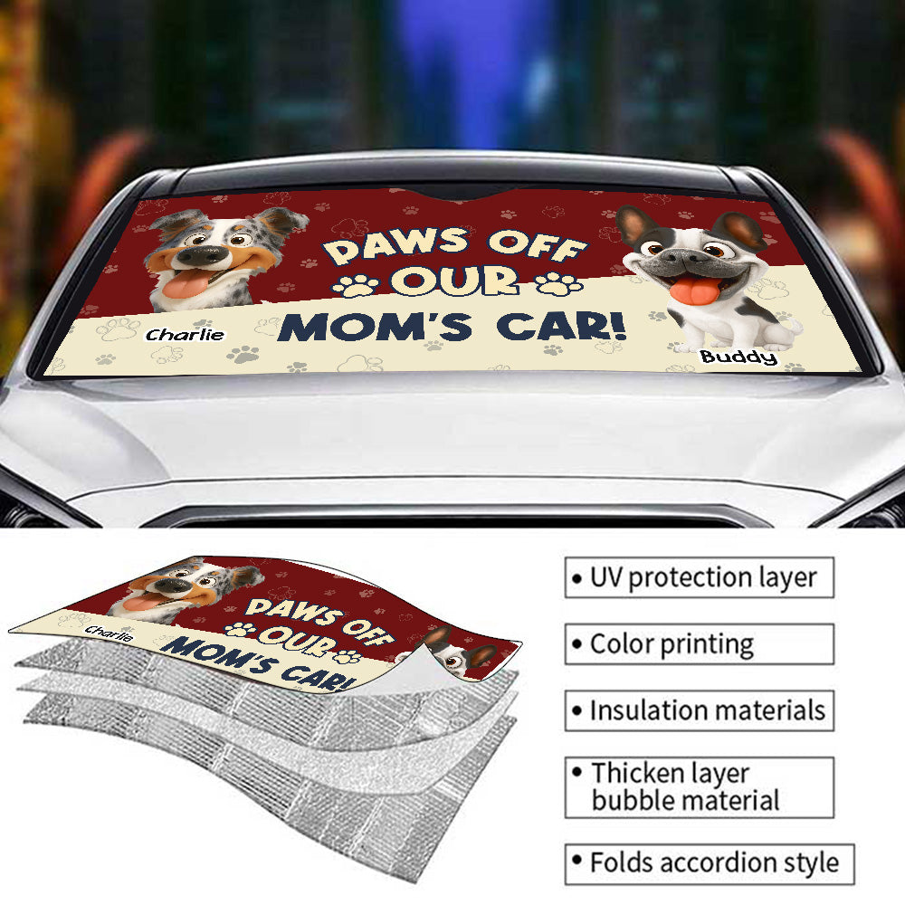 Paws Off My Mom Car - Personalized Car Sunshade