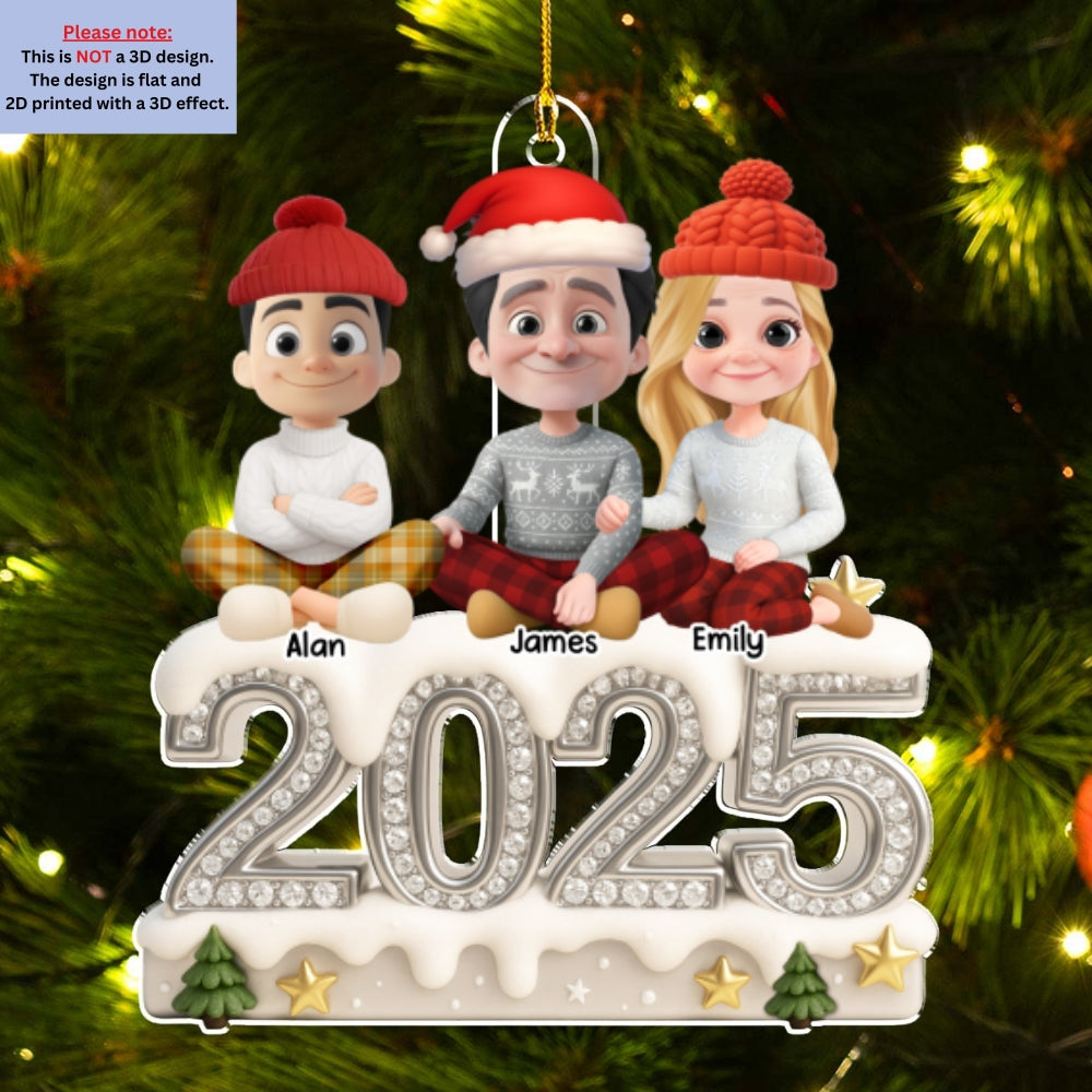 Custom Christmas Decor Home Birthday Gifts For Dog Lovers • Family Love Never Fades Away - Personalized 3D Effect Acrylic Ornament