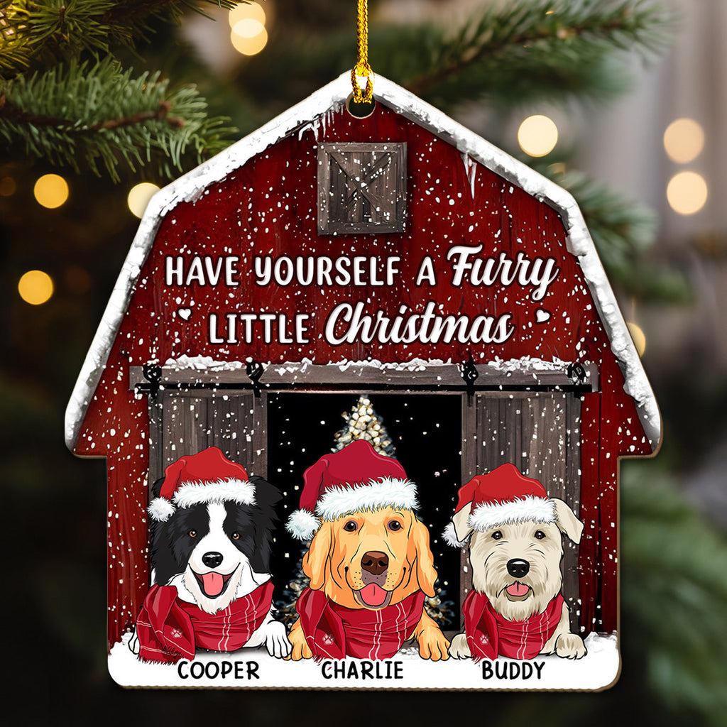 Custom Christmas Decor Home Birthday Gifts For Dog Lovers • A Furry Little Christmas - Personalized Wood Ornament
