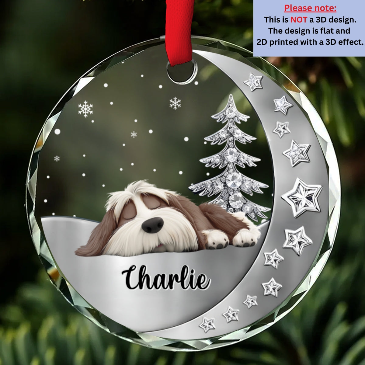 Custom Christmas Memorial Sympathy Gifts For Dogs, Cats • Beside You - Personalized 3D Effect Glass Ornament