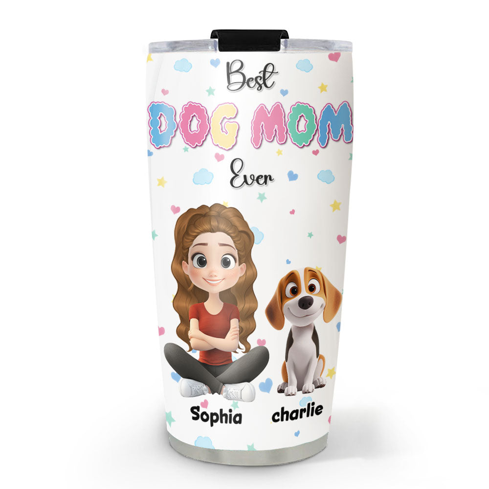 Custom Christmas Birthday Gifts For Dog Mom, Dog Lovers • Cloudy Dog Mom - Personalized Tumbler