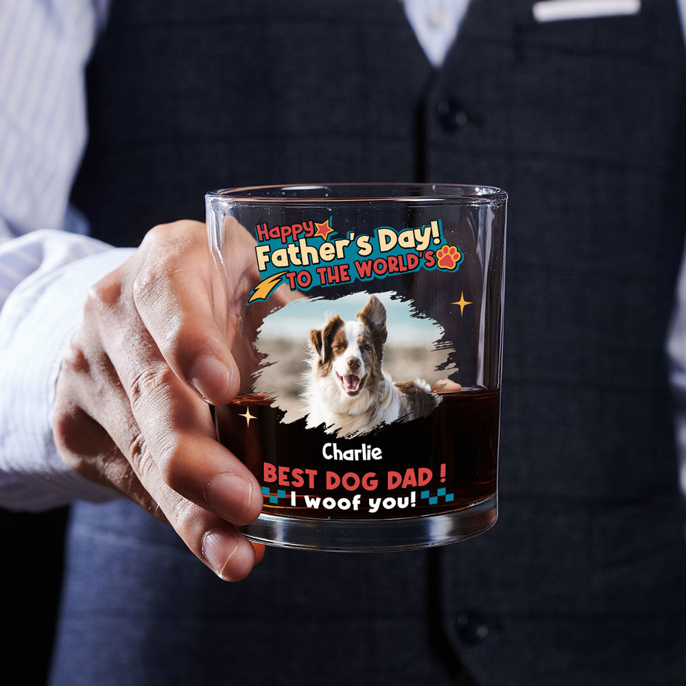Dog Dad Forever Photo - Personalized Whiskey Glass