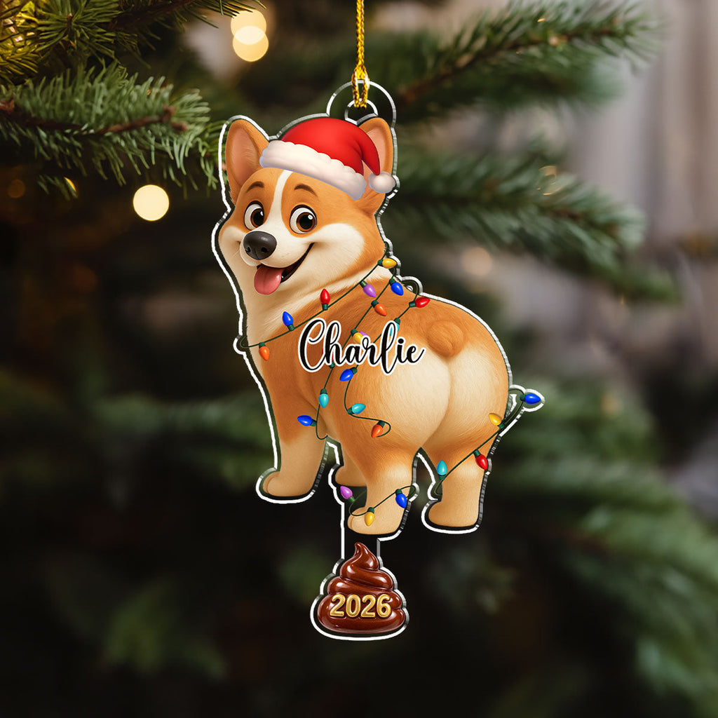 Custom Christmas Decor Home Birthday Gifts For Dog Mom, Dog Lovers • Funny Pooping Pooches Dog - Personalized Acrylic Ornament