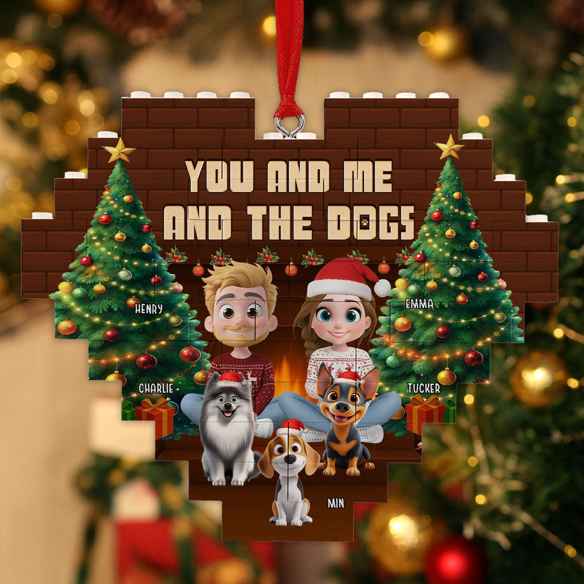 Custom Christmas Decor Home Birthday Gifts For Dog Lovers • This Is Us Through Time - Personalized 3D Effect Heart Puzzle Ornament