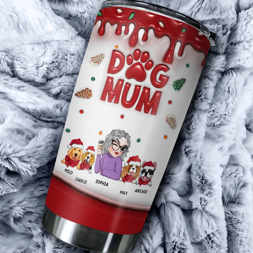 Custom Christmas Birthday Gifts For Pet Lovers • Dog Mom Lovely Christmas Cake - Personalized 3D Inflated Effect Tumbler