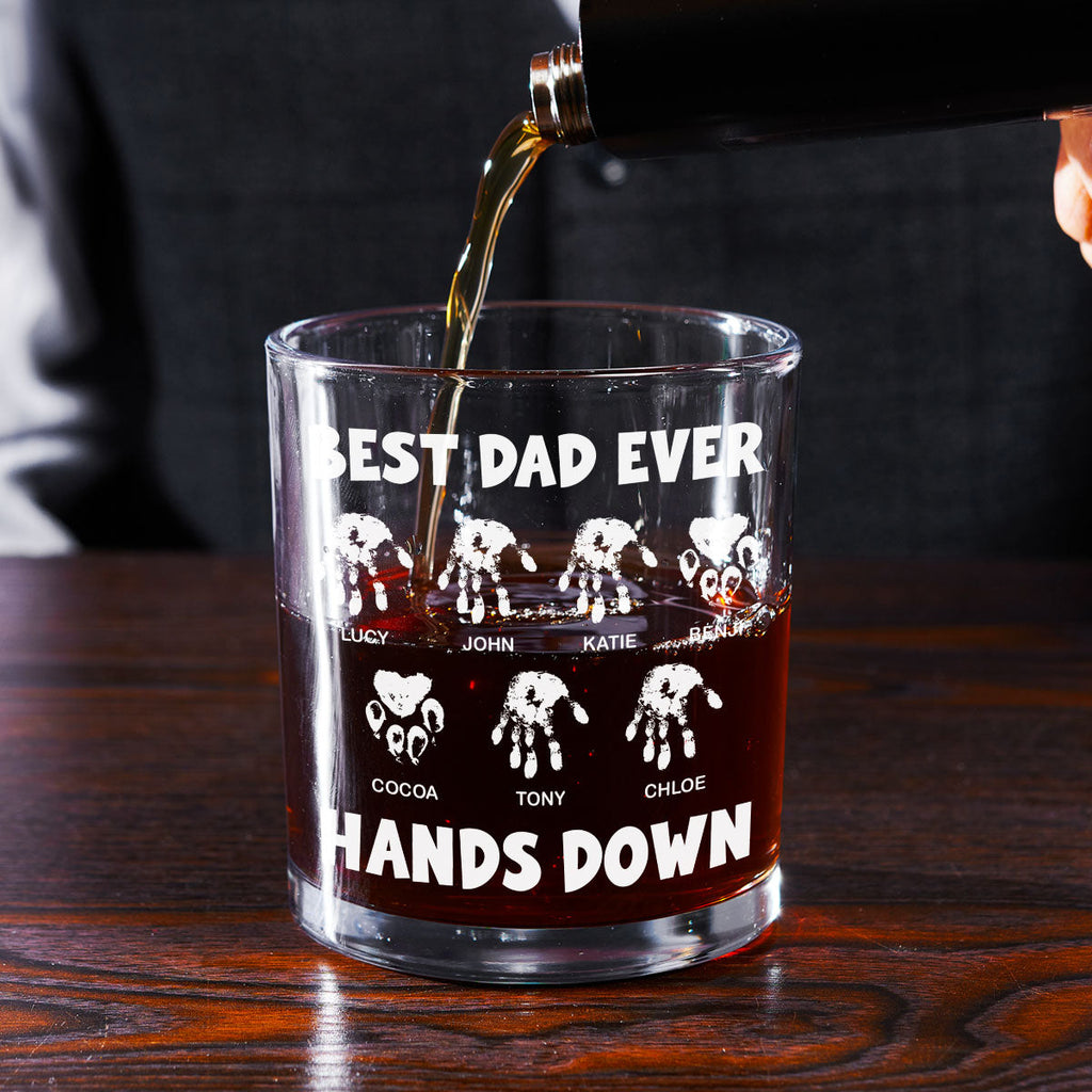 Best Dad Ever Hands Down - Personalized Whiskey Glass
