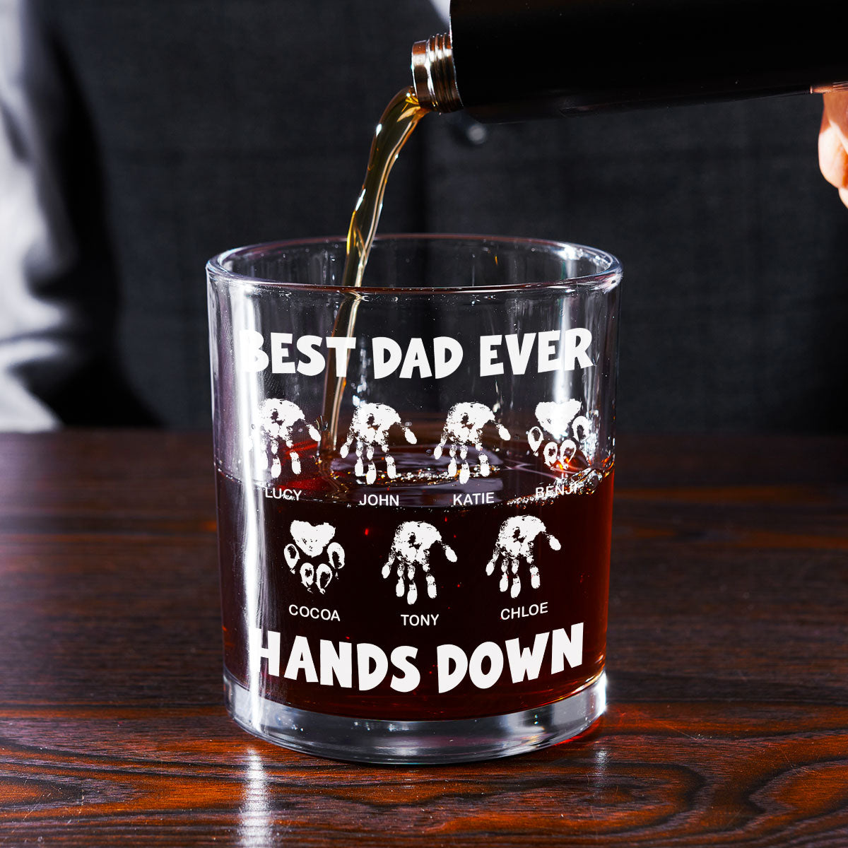 Best Dad Ever Hands Down - Personalized Whiskey Glass