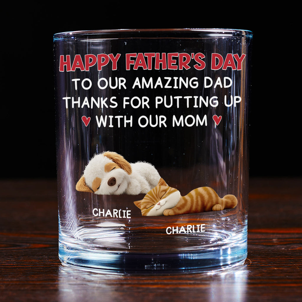 Putting Up With Pet Mom Mum - Personalized Whiskey Glass