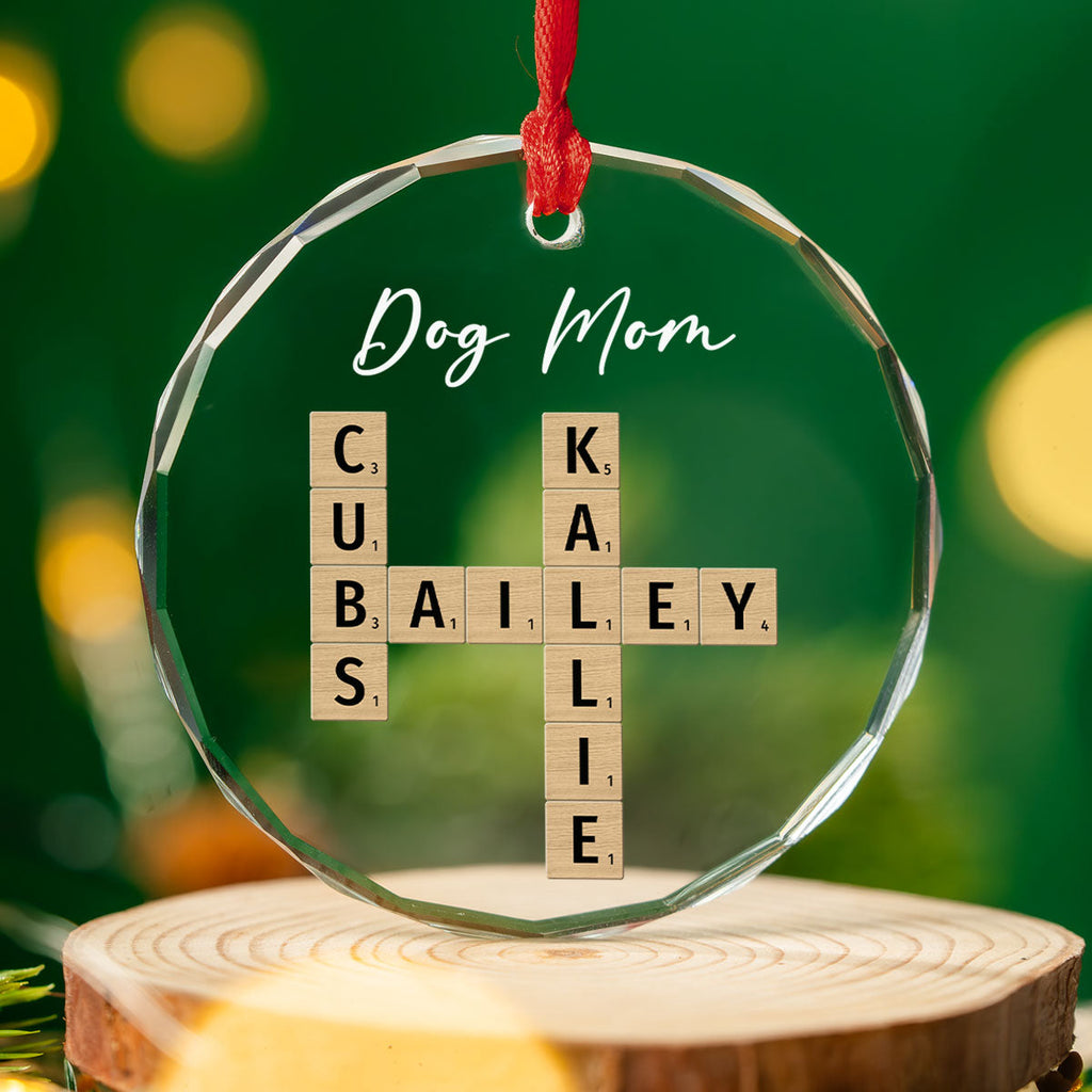 Custom Christmas Decor Home Birthday Gifts For Dog Mom, Dog Lovers • Dog Mom Vibes - Personalized Glass Ornament