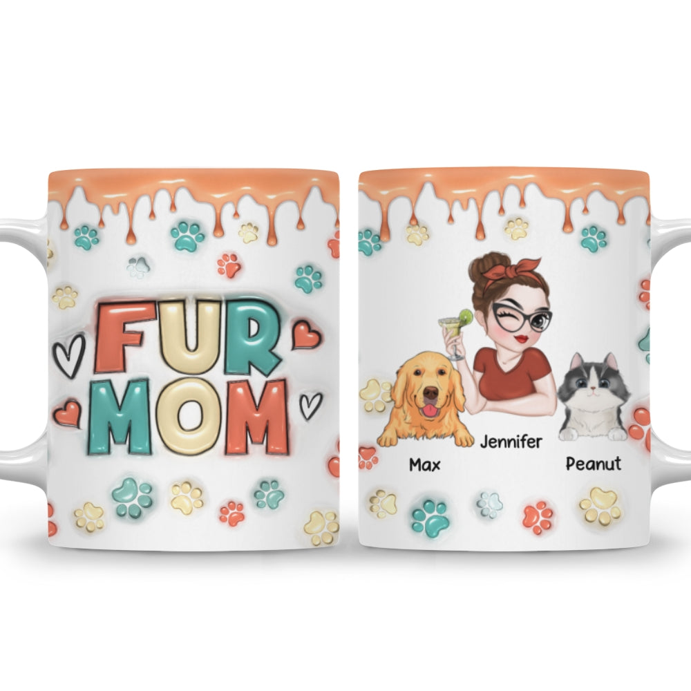 Custom Mother's day Birthday Gifts For Dog Mom, Dog Lovers • Mom Of Pets Version 2 - Personalized 3D Inflated Effect Mug