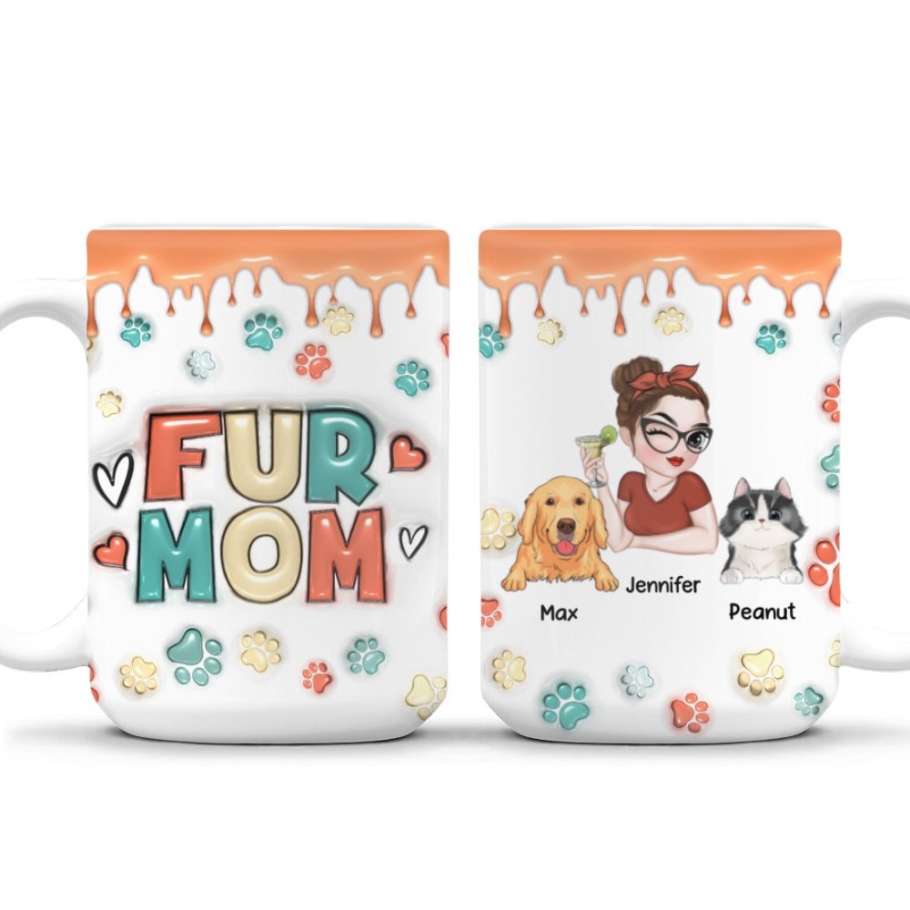 Custom Mother's day Birthday Gifts For Dog Mom, Dog Lovers • Mom Of Pets Version 2 - Personalized 3D Inflated Effect Mug