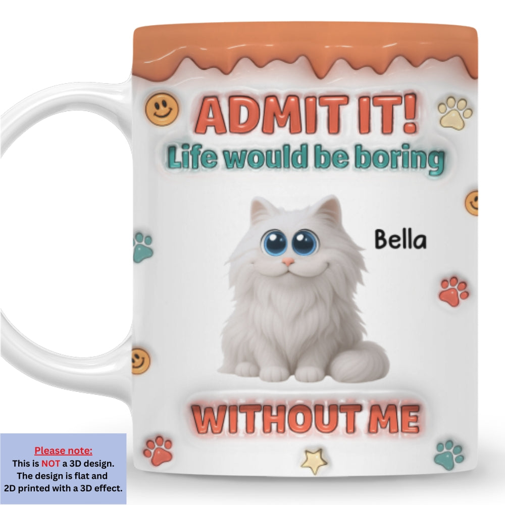 Custom Christmas Birthday Gifts For Cat Lovers • Admit It Chunky Cat - Personalized 3D Inflated Effect Coffee Mug
