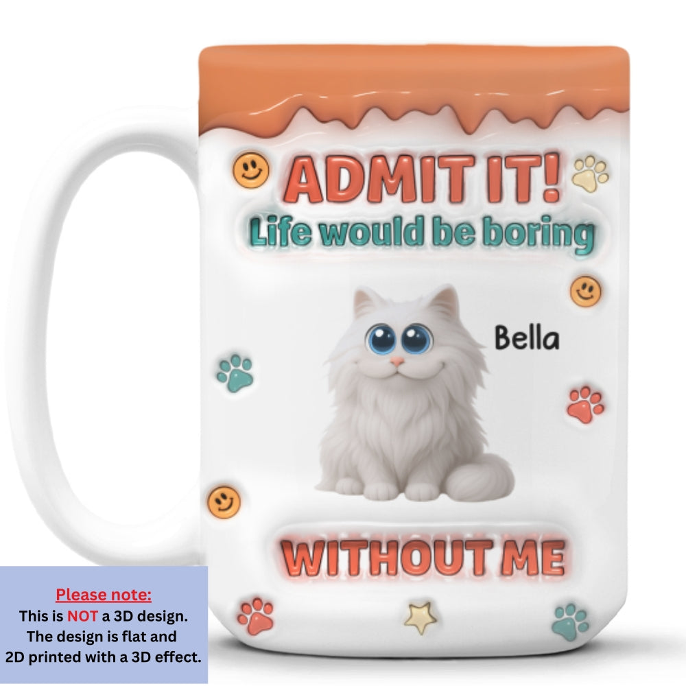 Custom Christmas Birthday Gifts For Cat Lovers • Admit It Chunky Cat - Personalized 3D Inflated Effect Coffee Mug