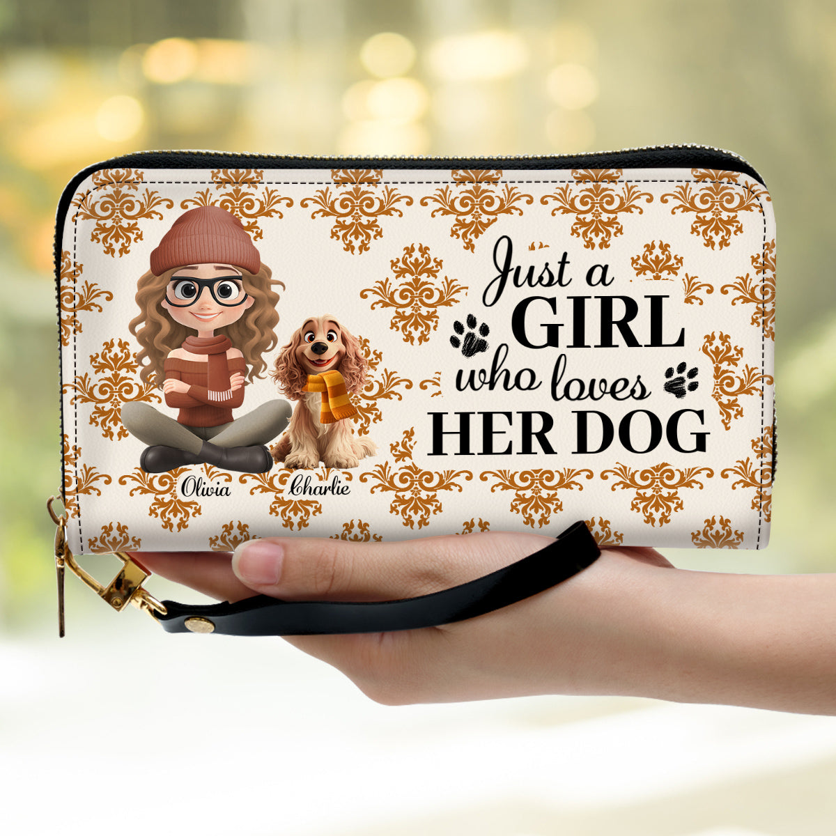 Pumskin Dog Autumn - Personalized Leather Wallet