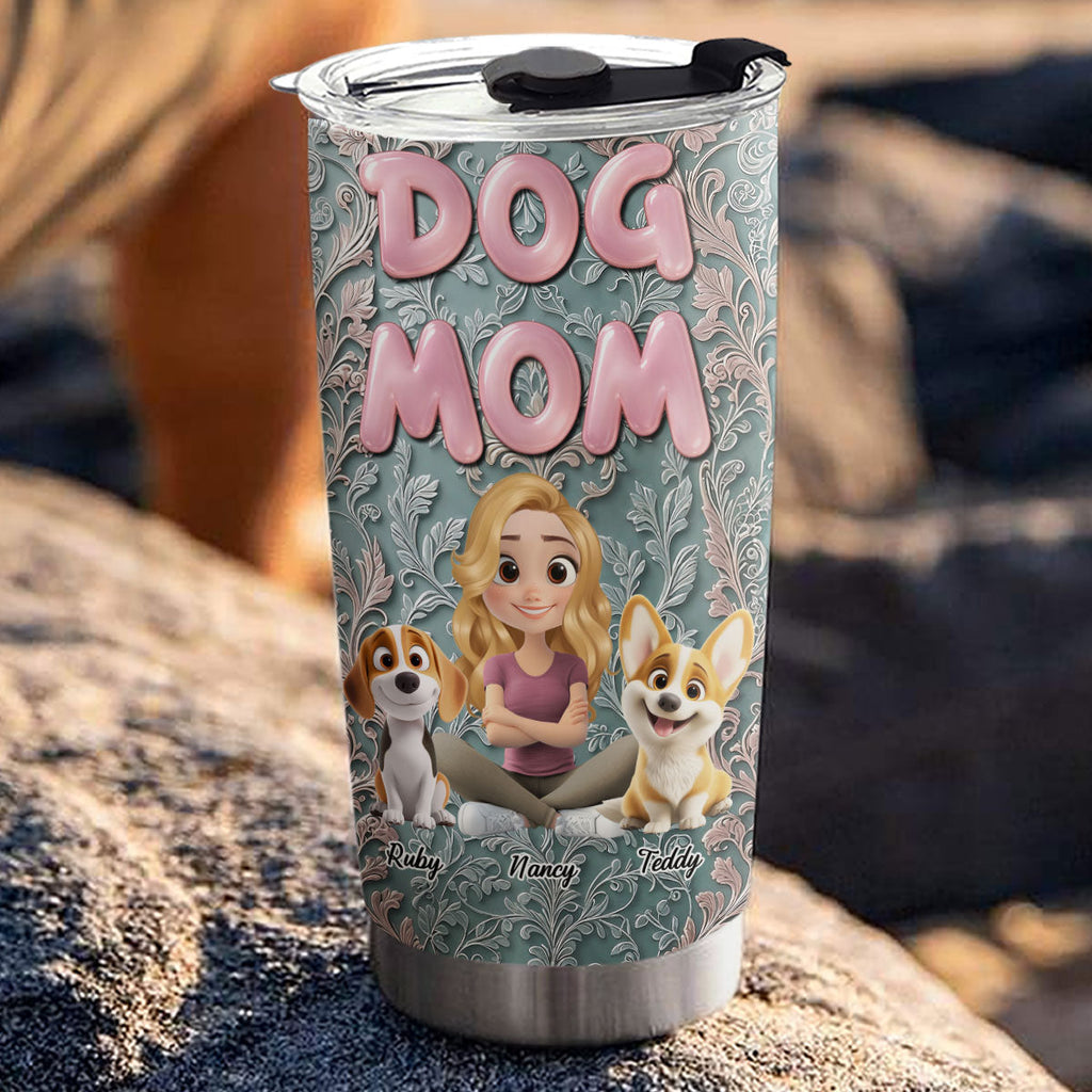Custom Christmas Birthday Gifts For Dog Mom, Dog Lovers • The Mom Of The Dog - Personalized 3D Effect Tumbler