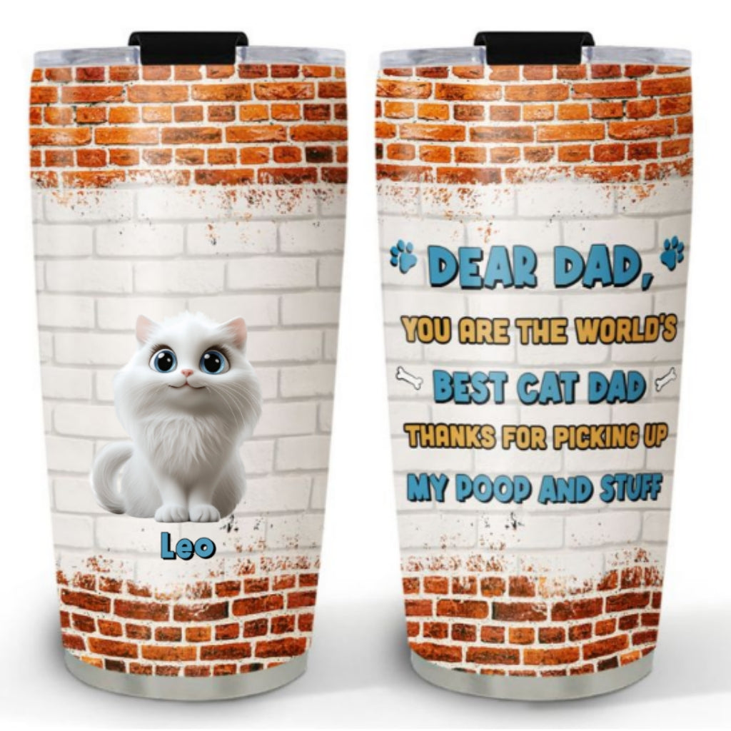 Custom Christmas Birthday Gifts For Cat Dad, Cat Lovers • Dear Dad Cat Ver - Personalized Tumbler