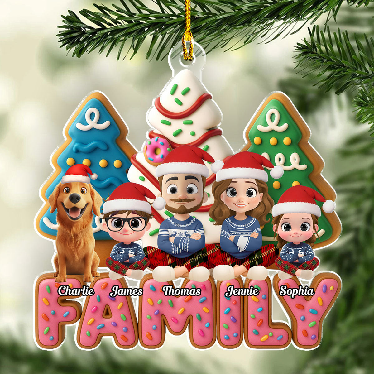 Custom Christmas Decor Home Birthday Gifts For Dog Lovers • Sweet Family Tree - Personalized Acrylic Ornament