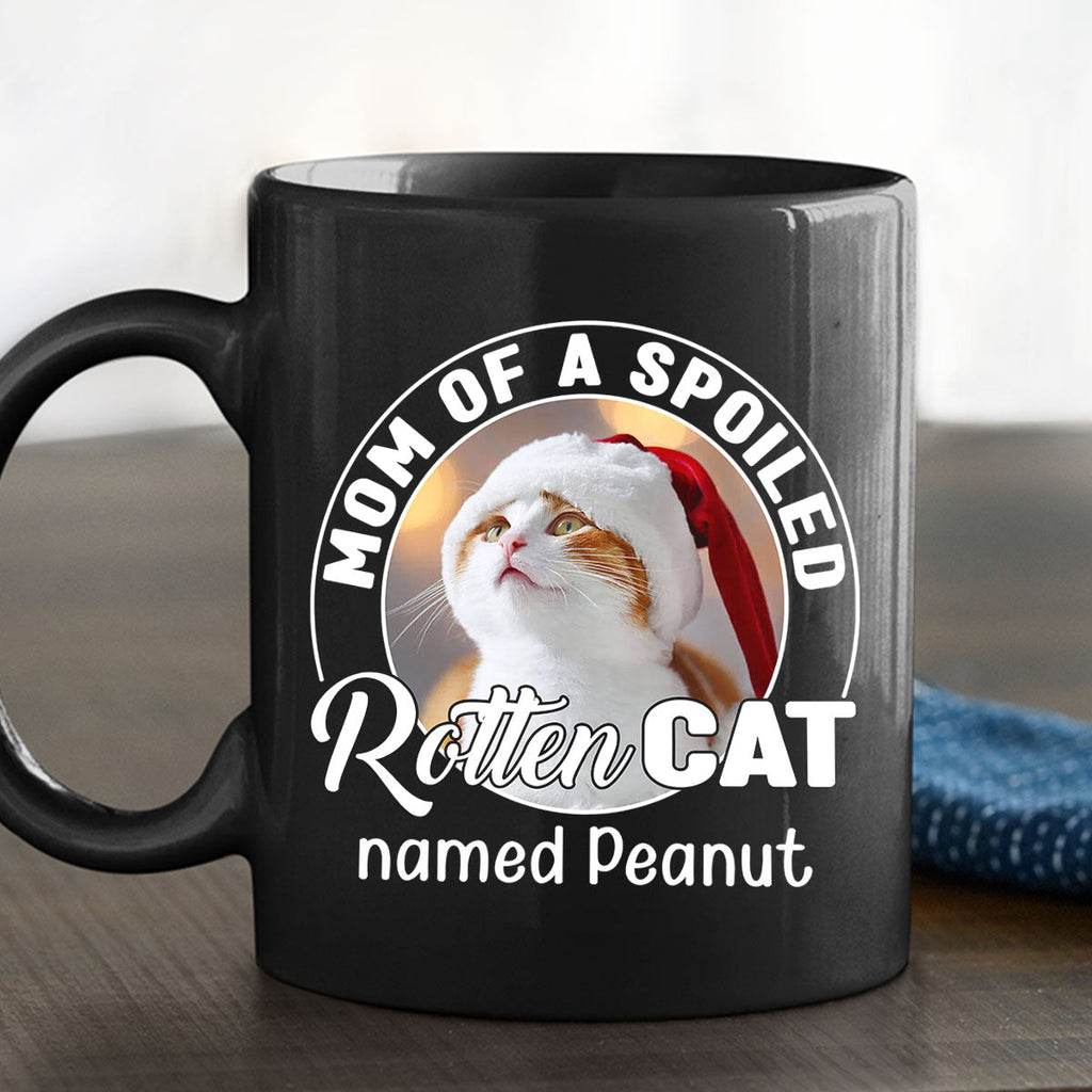 Custom Photo Christmas Birthday Gifts For Cat Lovers • Handsome Spoiled Rotten Cat Photo - Personalized Coffee Mug