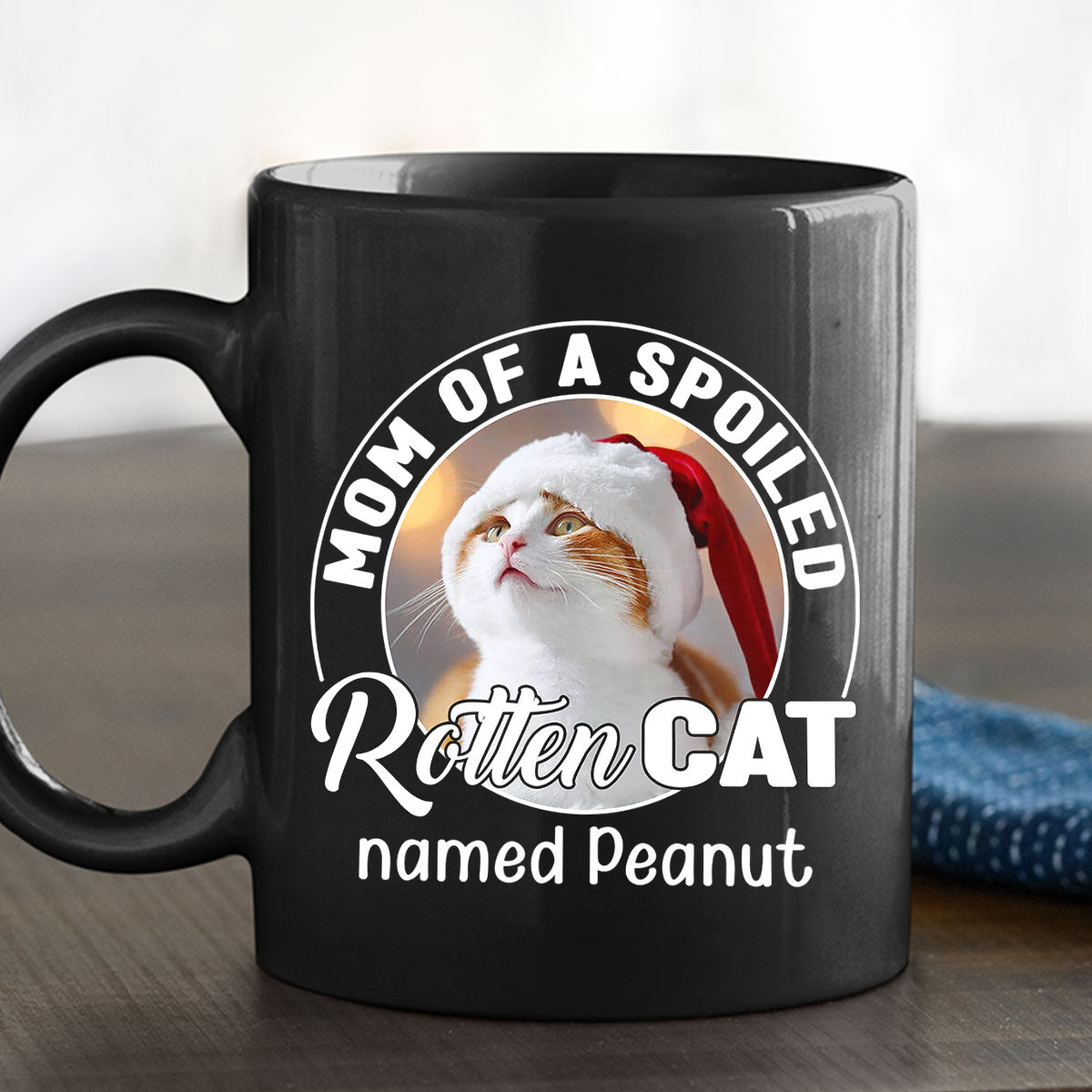 Custom Photo Christmas Birthday Gifts For Cat Lovers • Handsome Spoiled Rotten Cat Photo - Personalized Coffee Mug