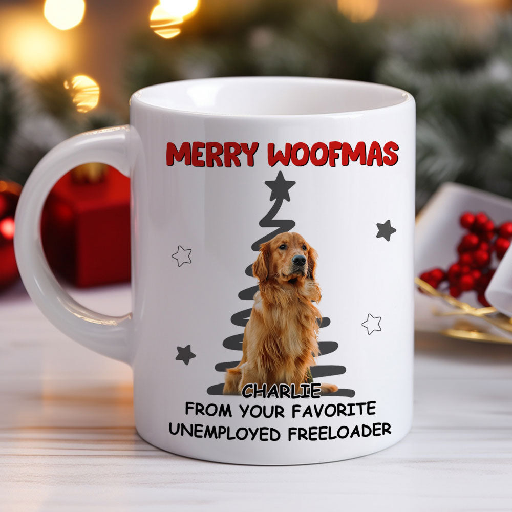 Custom Photo Christmas Birthday Gifts For Dog Lovers • Unemployed Freeloader Photo - Personalized Coffee Mug