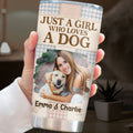 Custom Photo Christmas Birthday Gifts For Dog Mom, Dog Lovers • Just A Girl With Her Dogs Photo -Personalized 3D Effect Tumbler