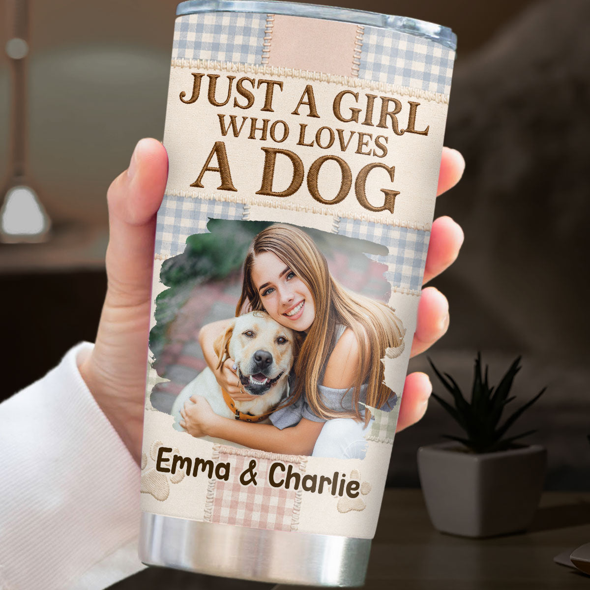 Custom Photo Christmas Birthday Gifts For Dog Mom, Dog Lovers • Just A Girl With Her Dogs Photo -Personalized 3D Effect Tumbler