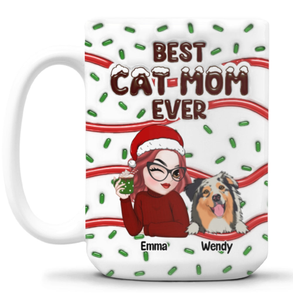 Custom Mother's day Birthday Gifts For Dog Mom, Dog Lovers • Best Fur Mom Cake - Personalized 3D Inflated Effect Mug