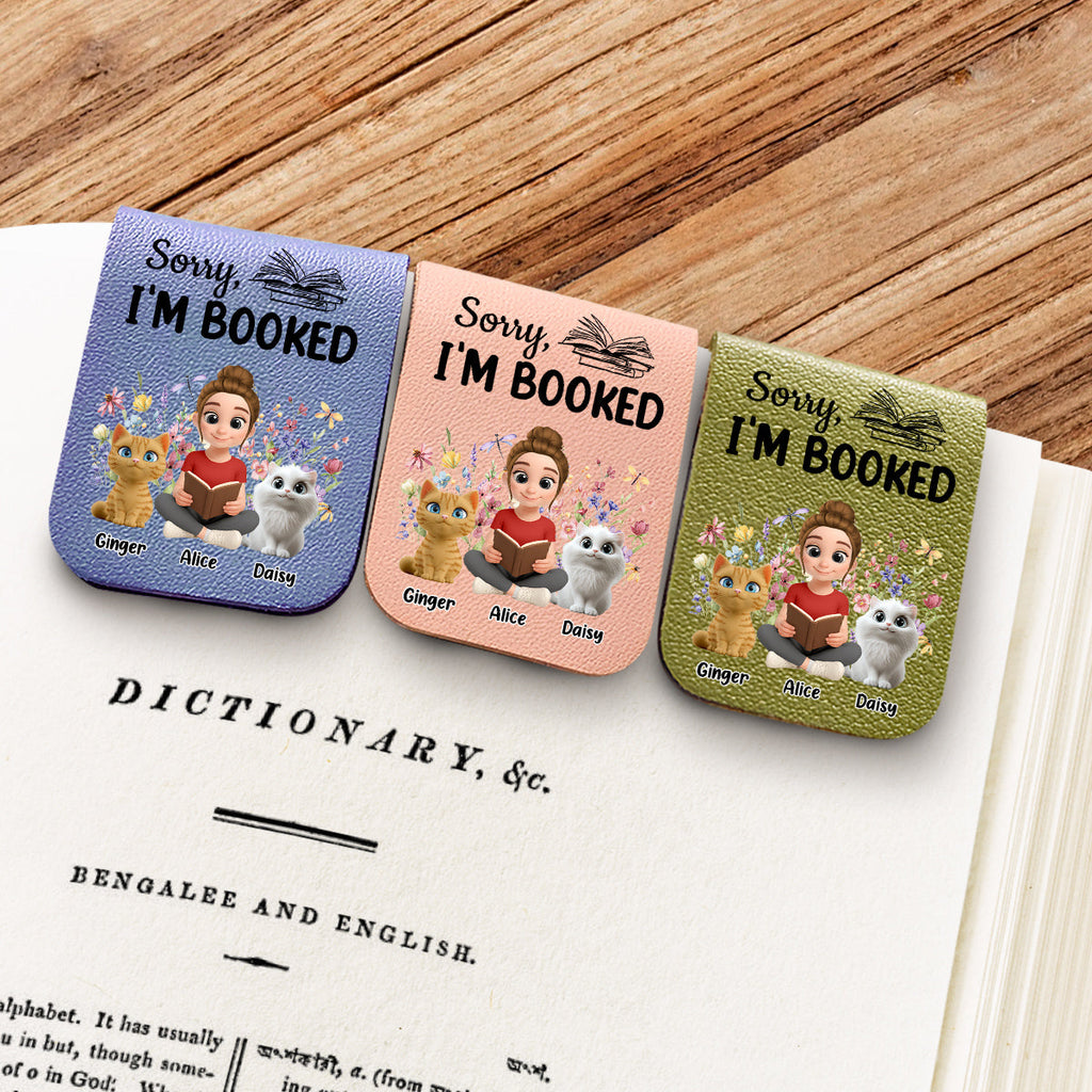 Booked Already By Cat - Personalized Leather Bookmark