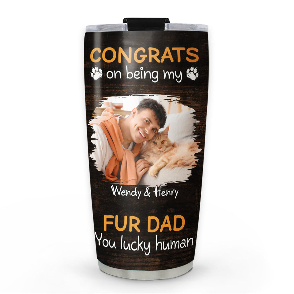 Custom Photo Christmas Birthday Gifts For Pet Dad, Pet Lovers • Congrats On Being Our Dad Cartoon Ver Pet Photo - Personalized Tumbler