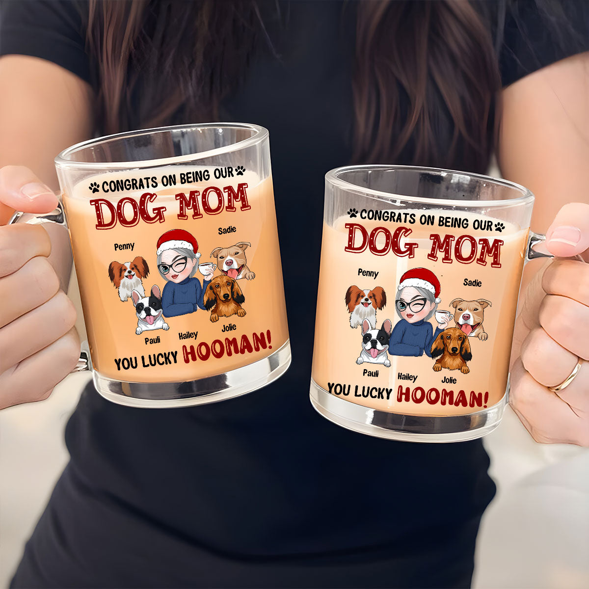 Custom Christmas Birthday Gifts For Dog Lovers • Congrats On Being My Dog Mom Dad - Personalized Glass Mug