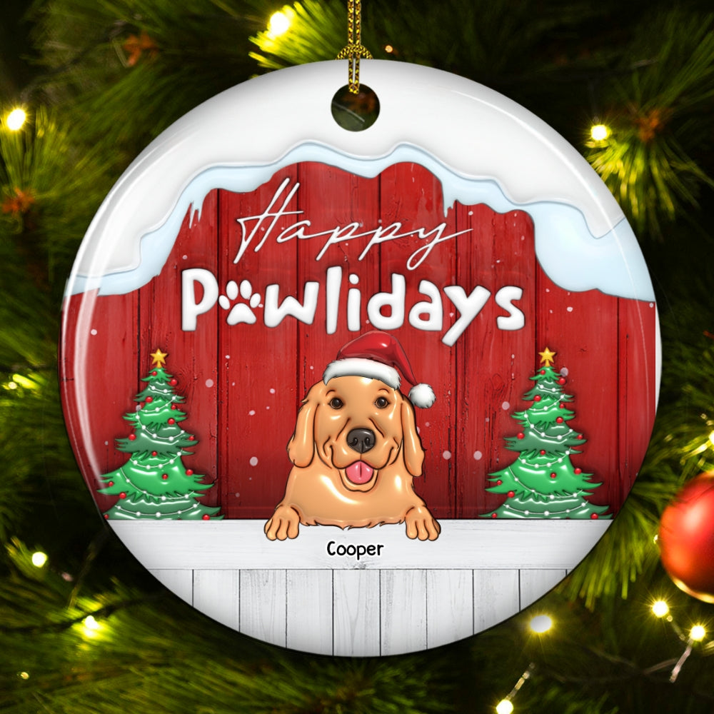 Happy Holiday To Our Dogs - Personalized 3D Inflated Effect Ceramic Ornament