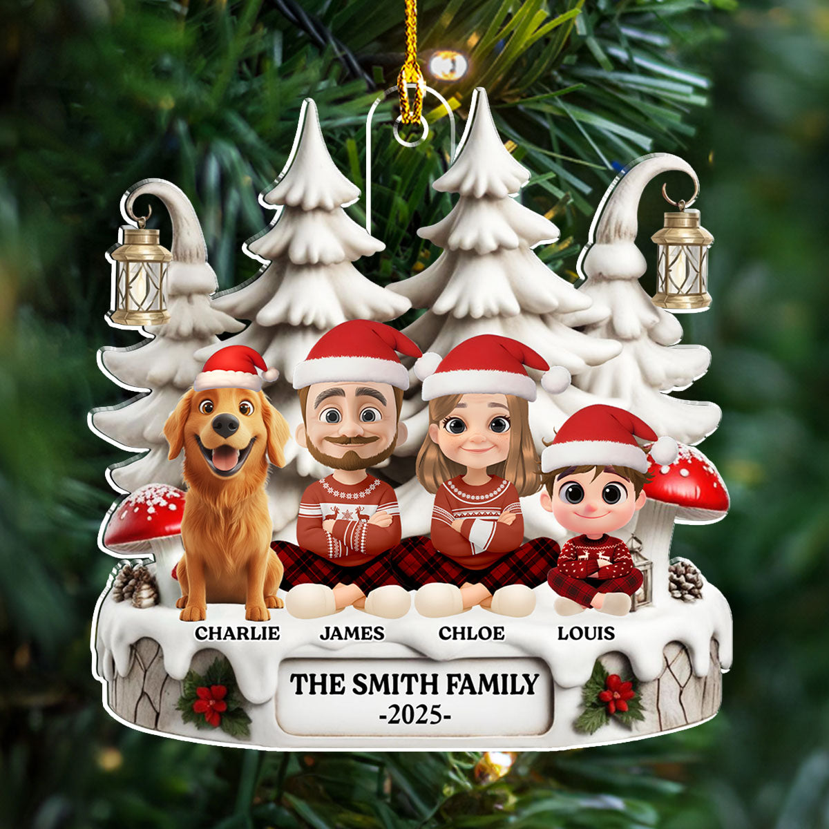 Custom Christmas Decor Home Birthday Gifts For Dog Lovers • Family With One We Love - Personalized Acrylic Ornament
