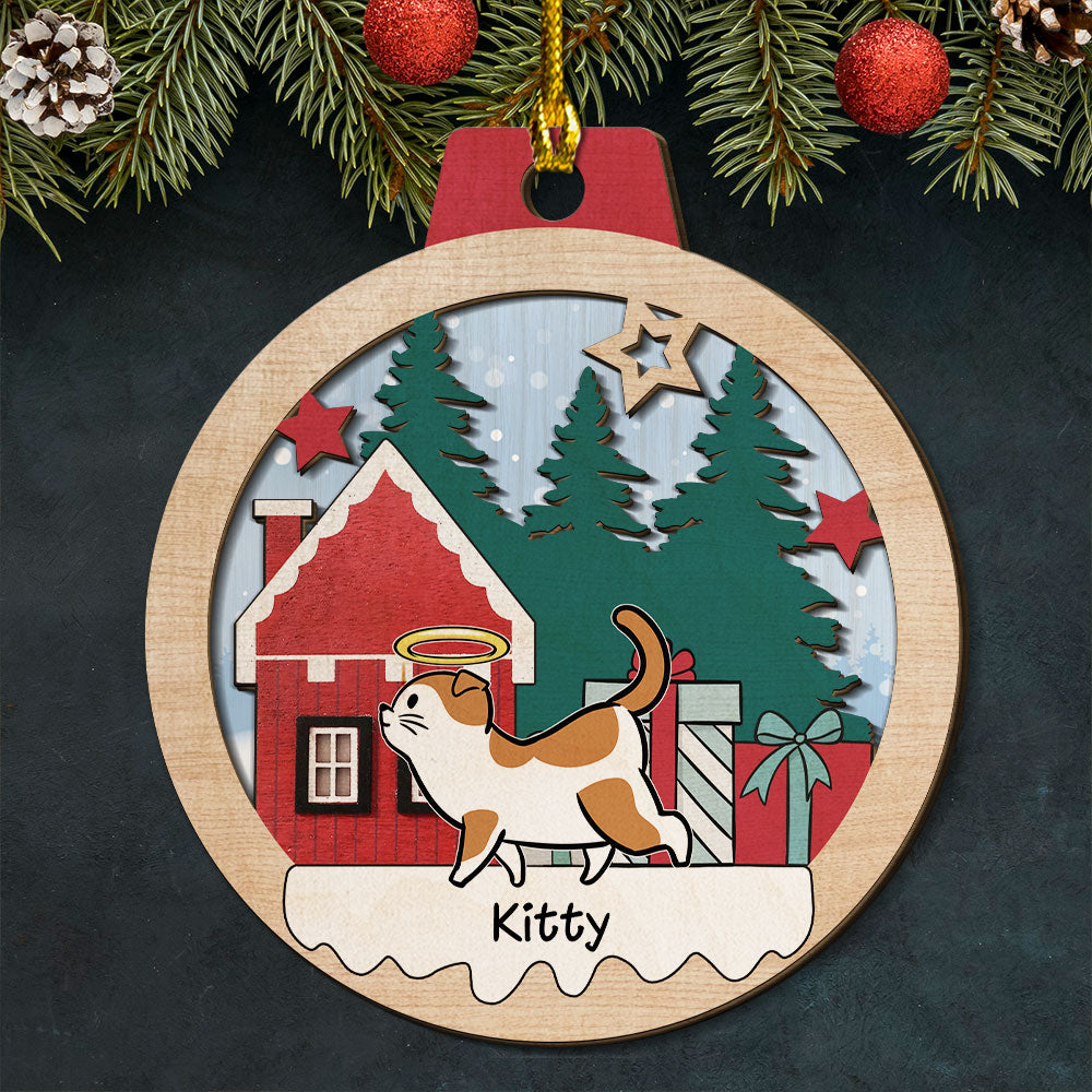 Winter Pet Walking - Personalized 2-layered Wood Ornament