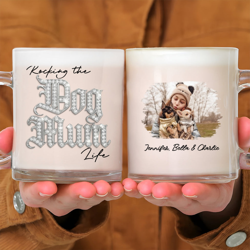 Custom Photo Christmas Birthday Gifts For Dog Mom, Dog Lovers • Rocking My Way Photo - Personalized 3D Effect Glass Mug