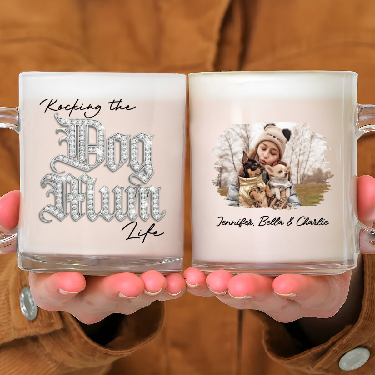 Custom Photo Christmas Birthday Gifts For Dog Mom, Dog Lovers • Rocking My Way Photo - Personalized 3D Effect Glass Mug
